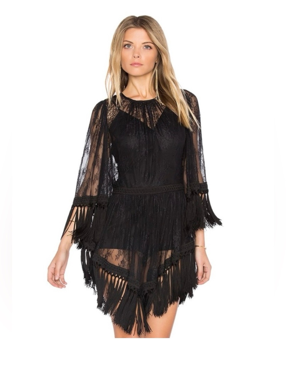 Black Lace Fringe Mini Romper Dress - Stylish Women's Dress